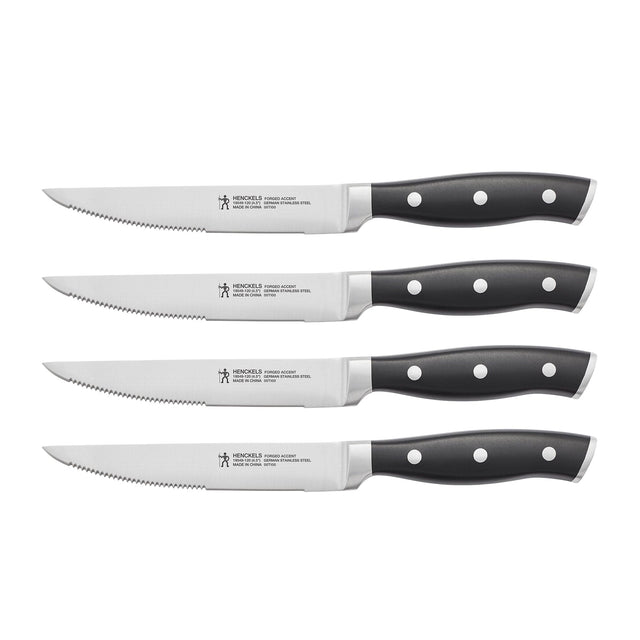 Henckels Forged Accent Set of 4 Steak Knife Set, German Engineered, Black