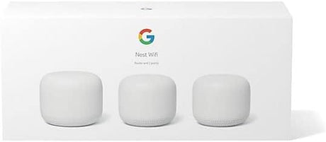 Google Nest Wi-Fi AC2200 Mesh Router with Google Assistant, Smart Tech, 5400 Sq. Ft. Coverage Area, 3-Pack, Snow - Refurbished