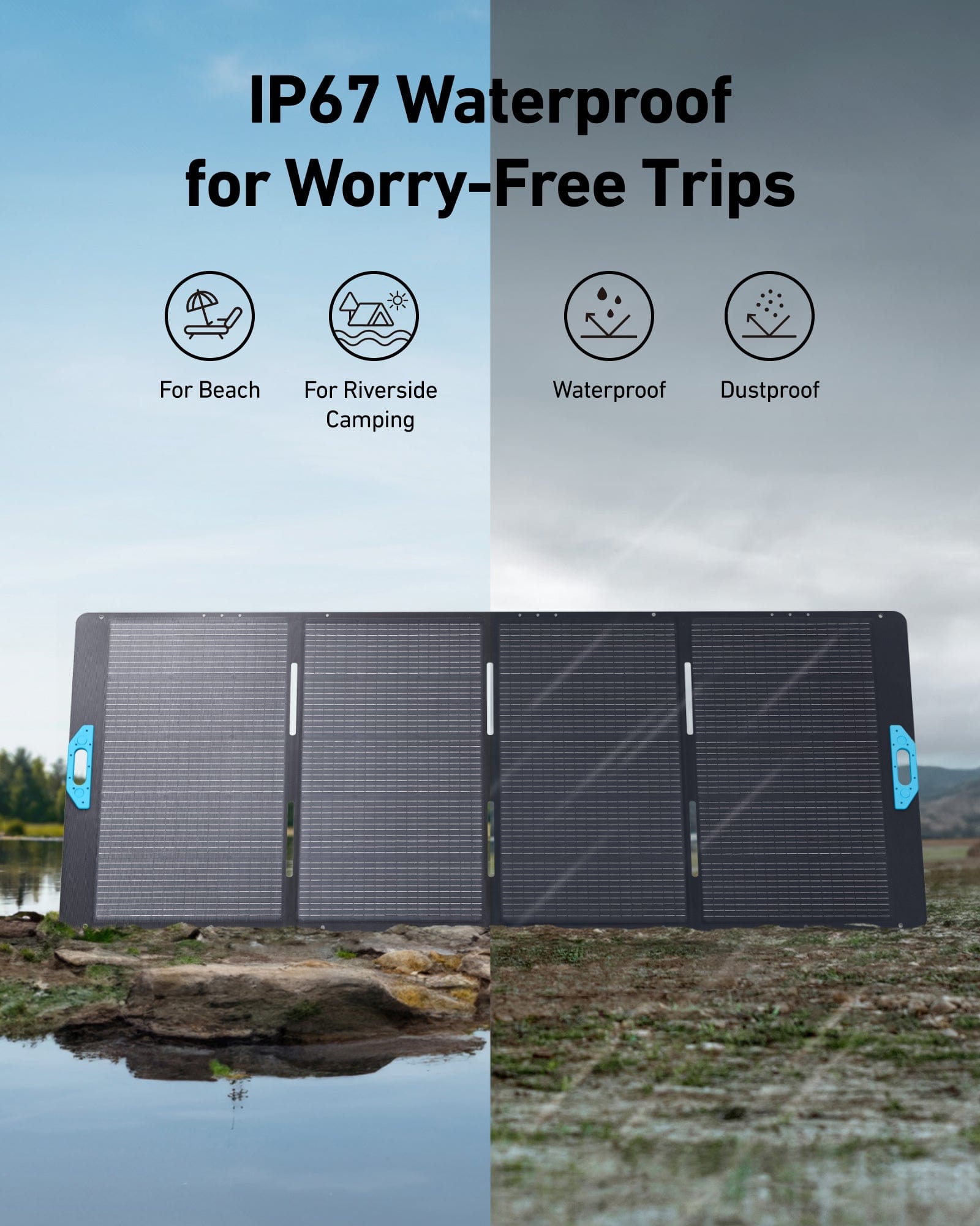 Anker SOLIX PS400 Portable Solar Panel, 400W High-Efficiency, IP67 Waterproof, Adjustable Angles for Fast Solar Charging