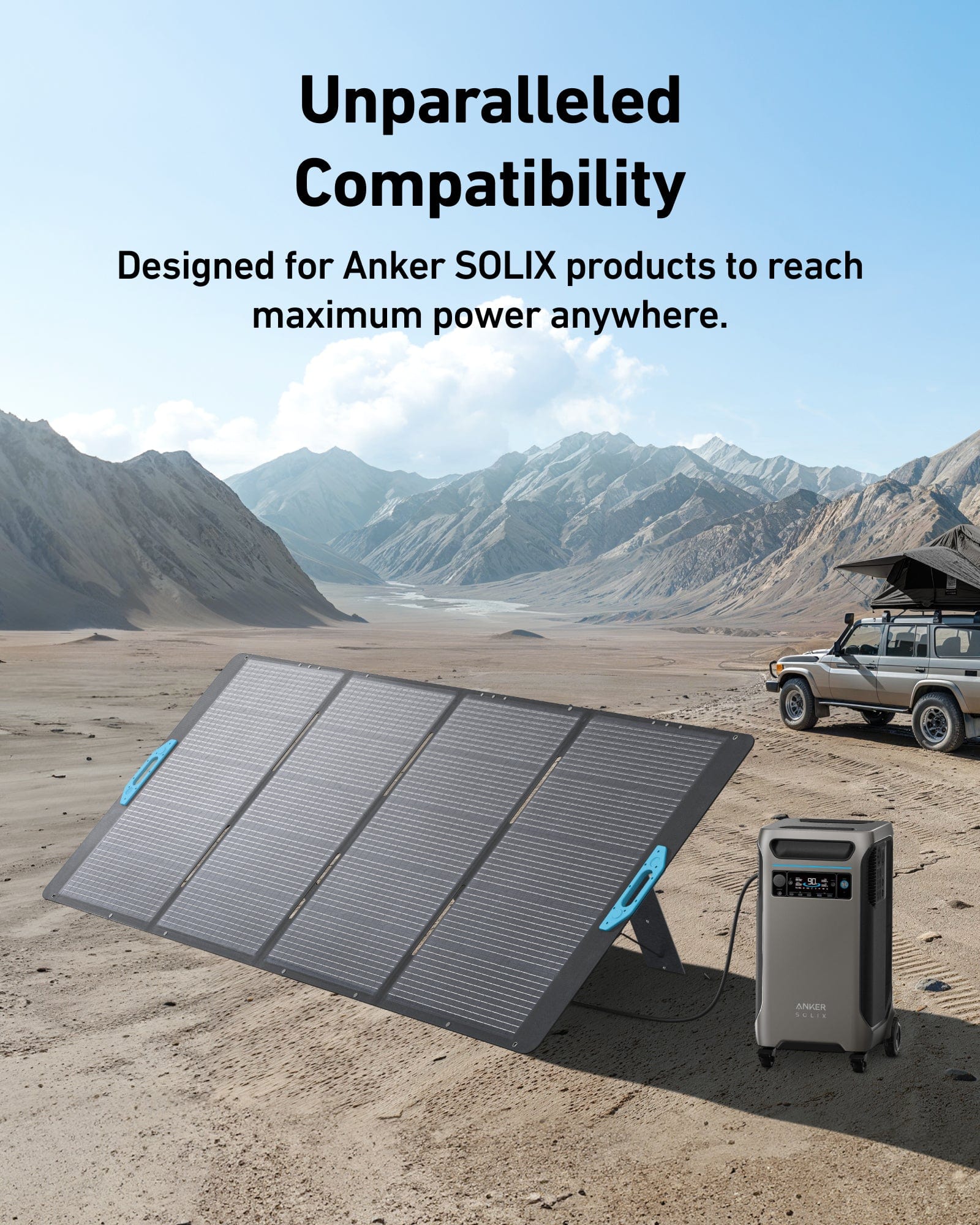 Anker SOLIX PS400 Portable Solar Panel, 400W High-Efficiency, IP67 Waterproof, Adjustable Angles for Fast Solar Charging
