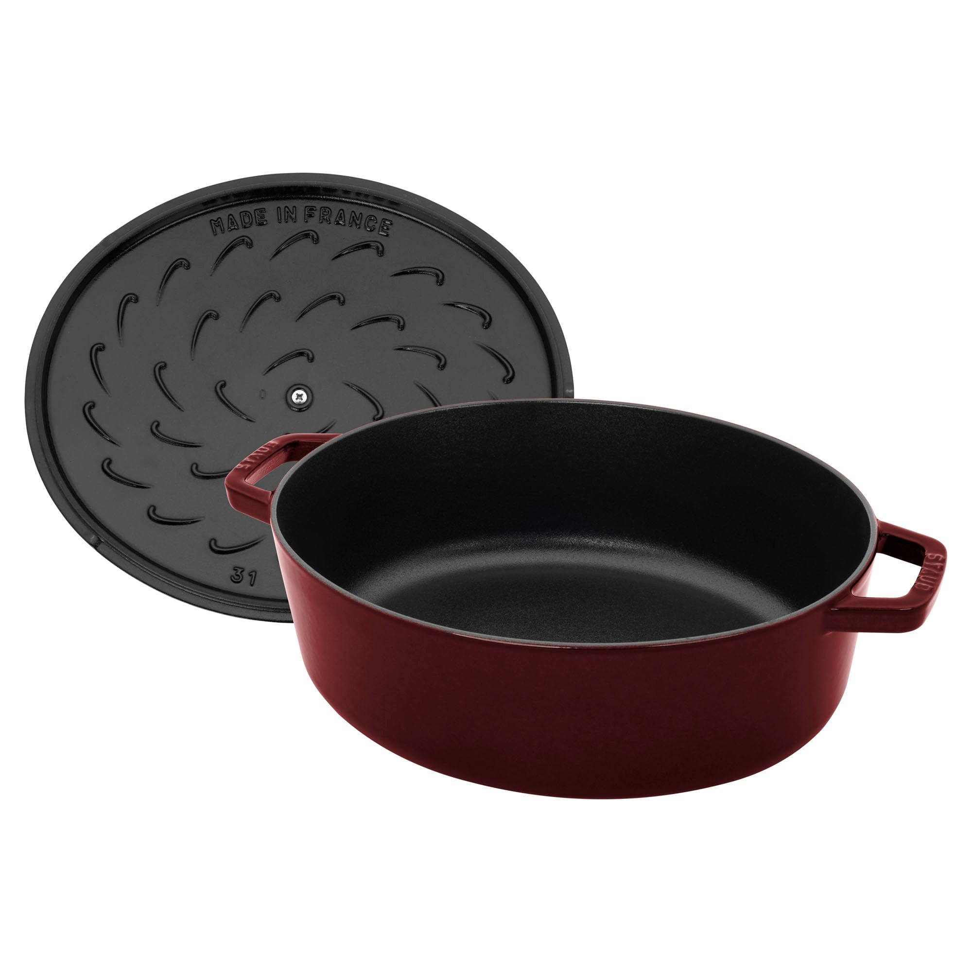 Staub Cast Iron 6.25-qt Shallow Oval Dutch Oven - Grenadine