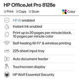 HP OfficeJet Pro 8128e Wireless All-in-One Color Inkjet Printer, Print, Scan, Copy, Fax, Duplex, ADF - Certified Refurbished