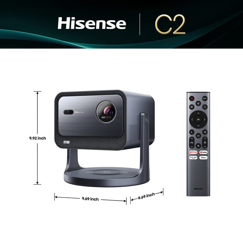 Hisense C2 4K Triple Laser Smart Mini Projector, Black - Certified Refurbished