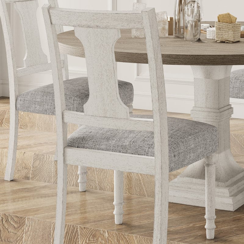 Willow & Hearth Tannen Set of 2 White and Gray Dining Side Chair