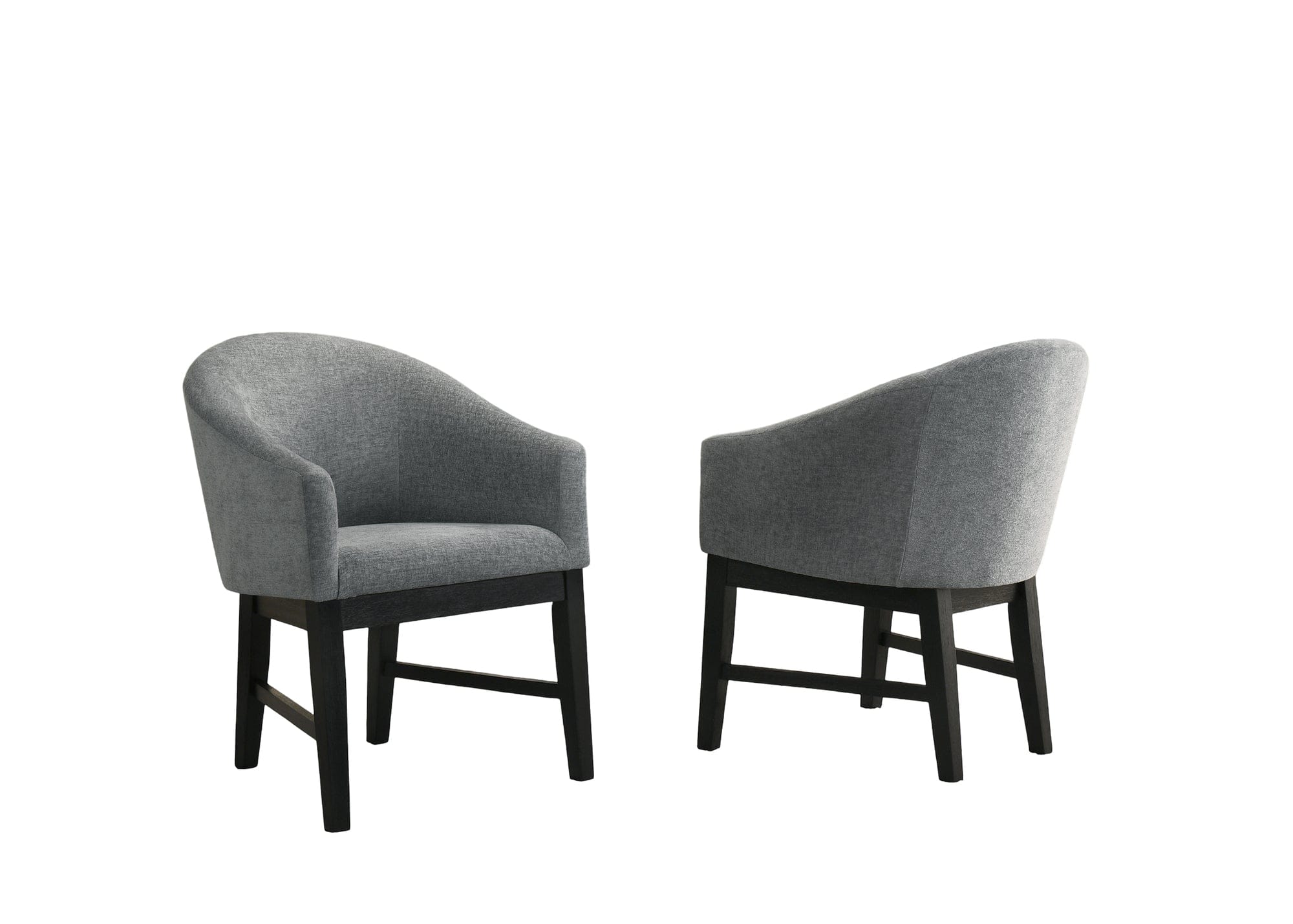 Willow & Hearth Haven Set of 2 Gray Fabric Barrel Dining Chair with Black Finish Legs