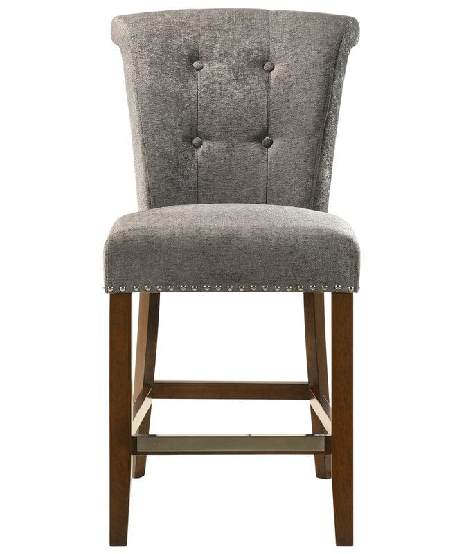 Willow & Hearth Auggie 20.5"W Gray Fabric Counter Height Chair with Nailhead Trim