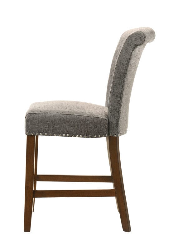 Willow & Hearth Auggie 20.5"W Gray Fabric Counter Height Chair with Nailhead Trim