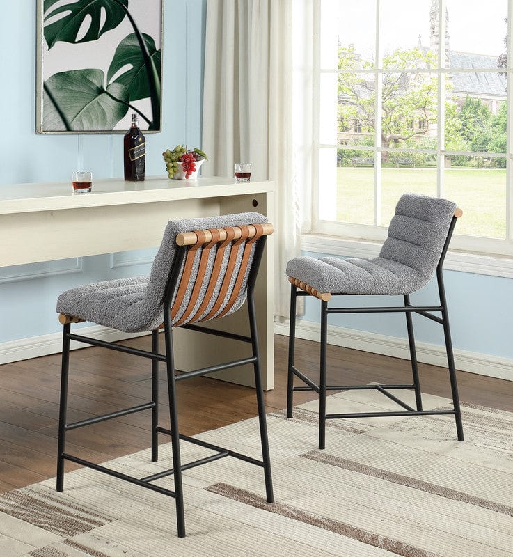 Willow & Hearth Lahni 17.75"W Gray Boucle Fabric Counter Height Chair