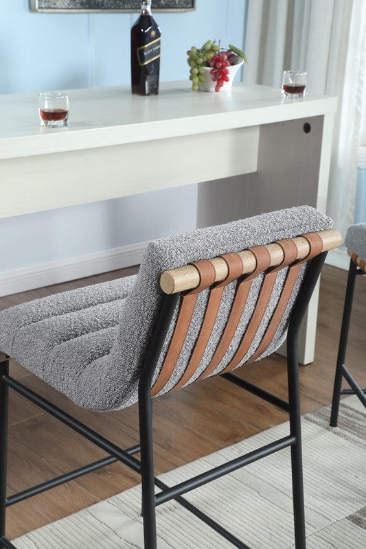 Willow & Hearth Lahni 17.75"W Gray Boucle Fabric Counter Height Chair