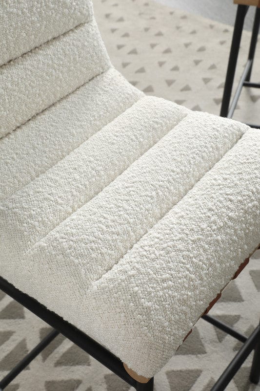 Willow & Hearth Lahni 17.75"W White Boucle Fabric Counter Height Chair