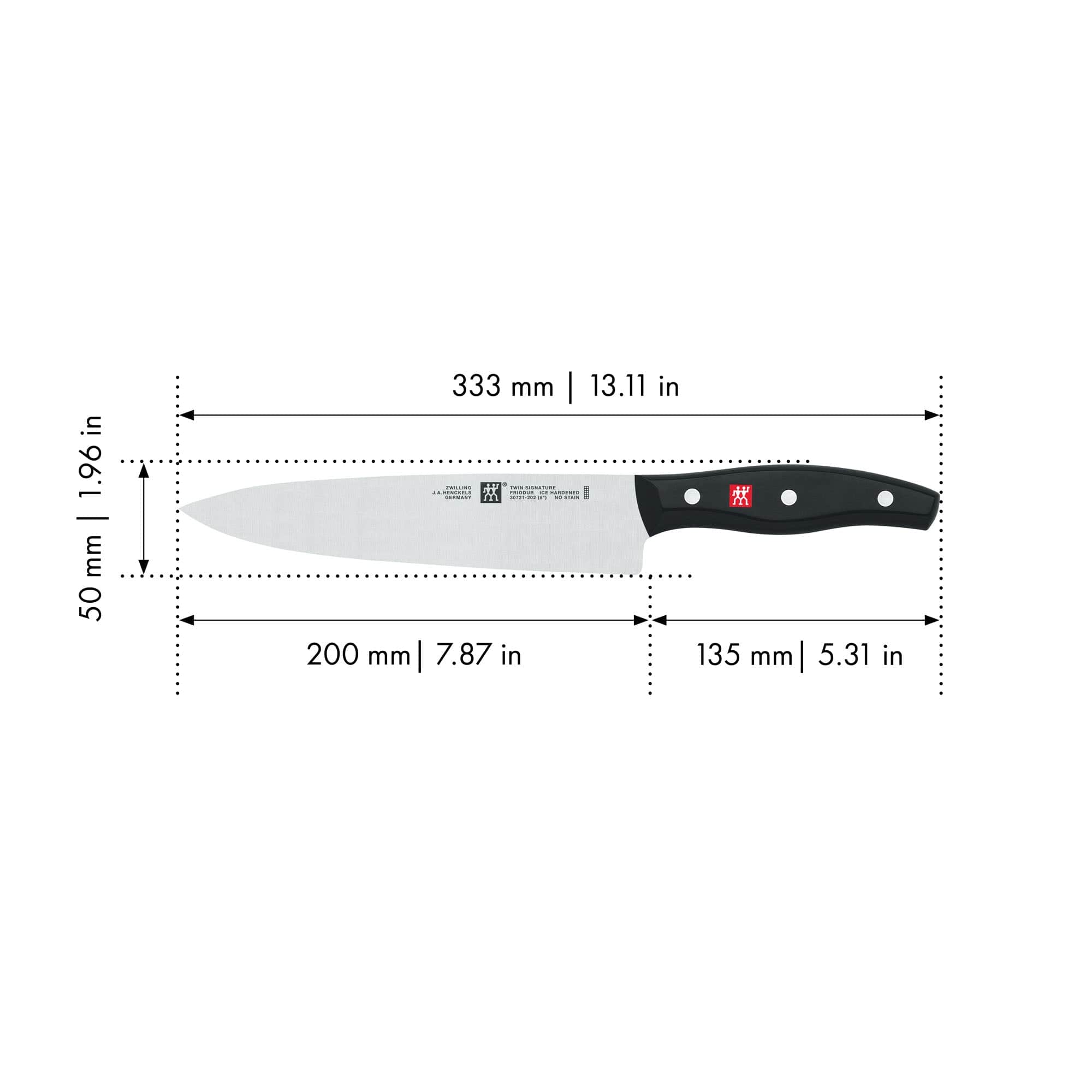 Zwilling Twin Signature 8-inch German Chef Knife, Kitchen Knife, Stainless Steel Knife, Black