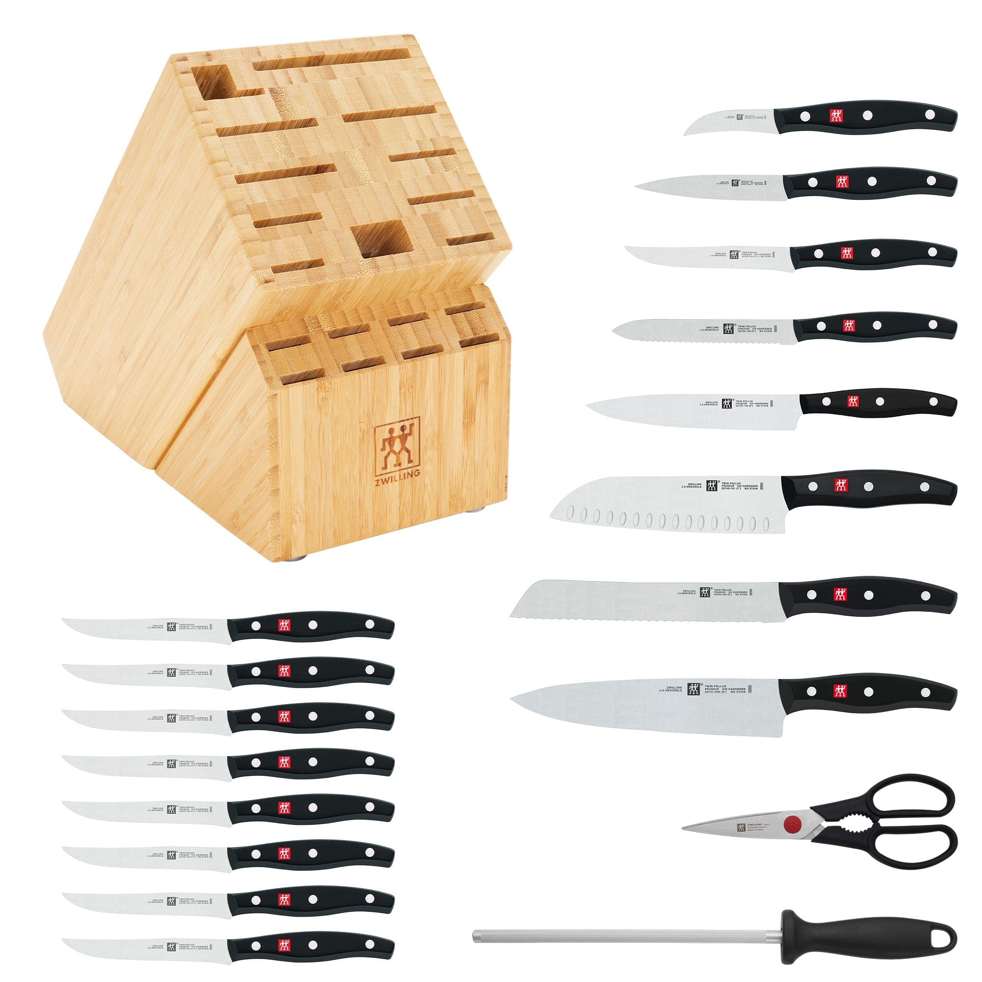 Zwilling Twin Signature 19-Piece German Knife Set with Block, with Special Formula Steel