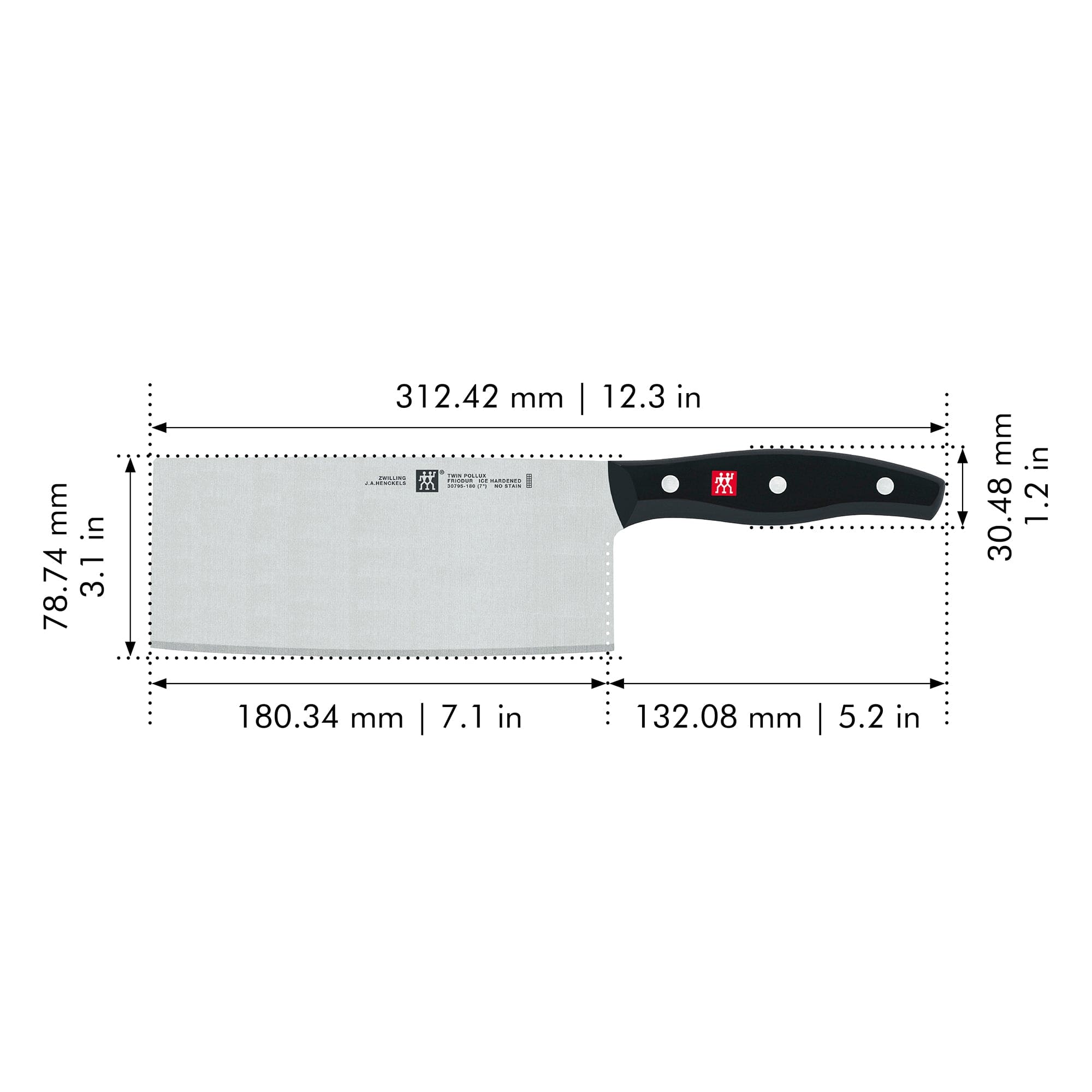 Zwilling Twin Signature Chinese Chef Knife, Chinese Cleaver Knife, 7-Inch, Stainless Steel, Black