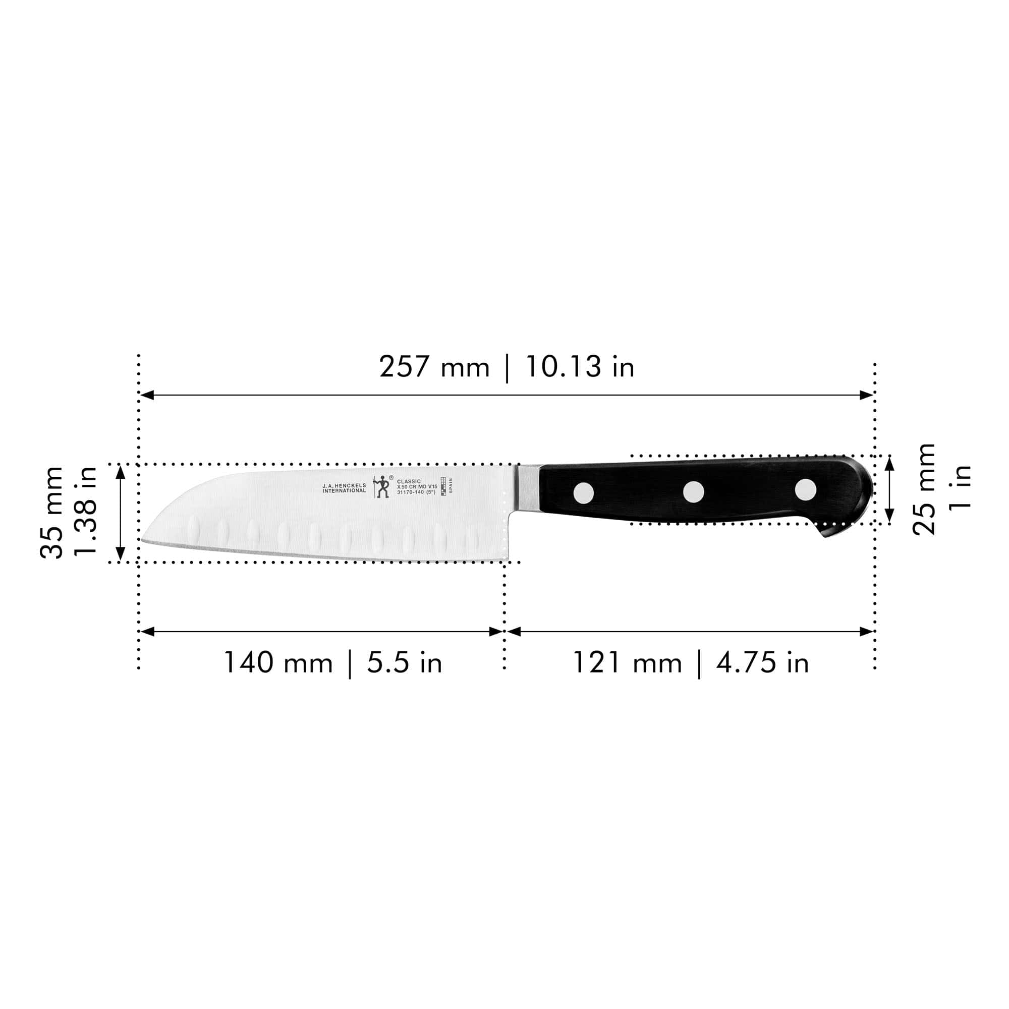 Henckels Classic 5-inch Hollow Edge Santoku Knife