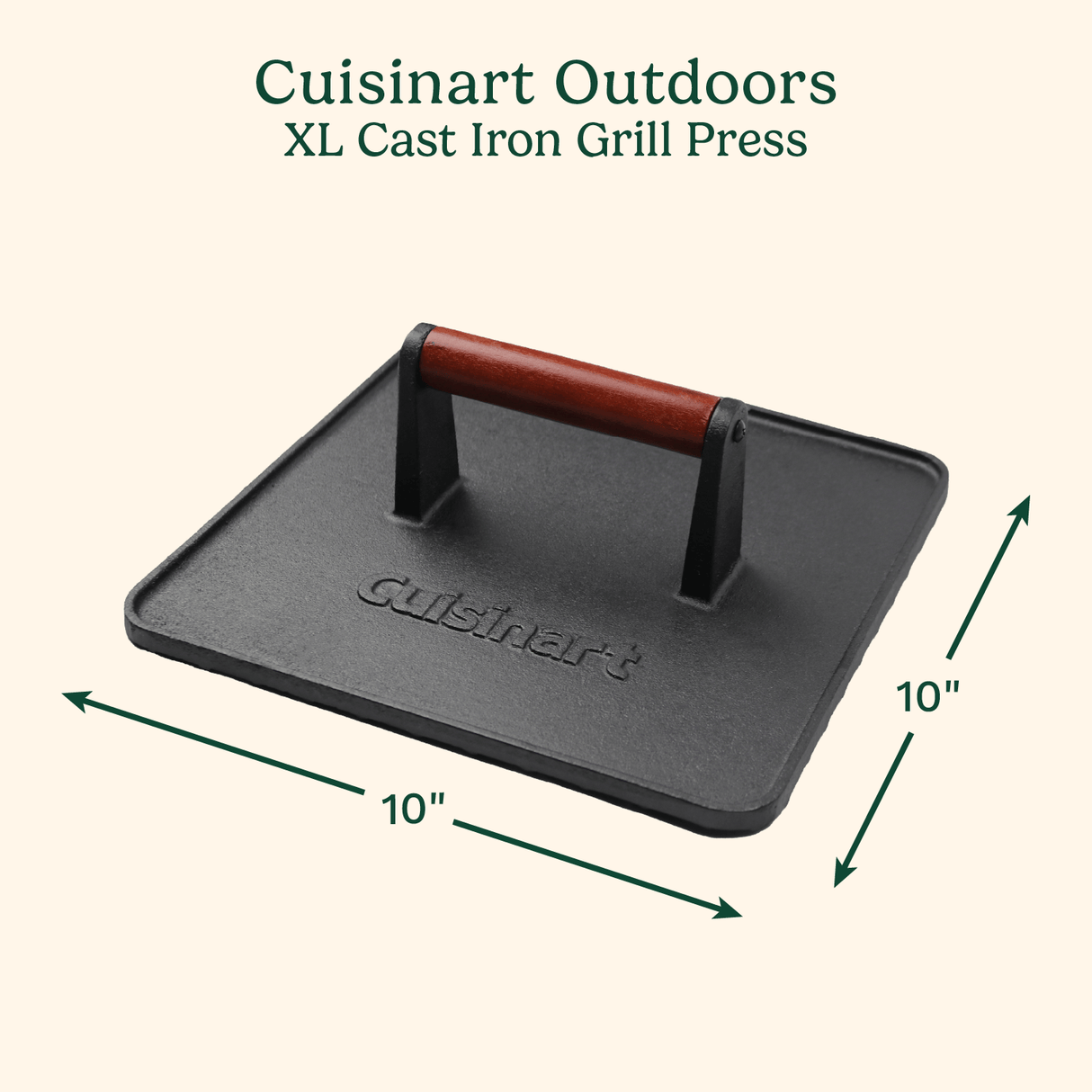 Cuisinart XL Cast Iron Griddle Press, 10"L x 10"W