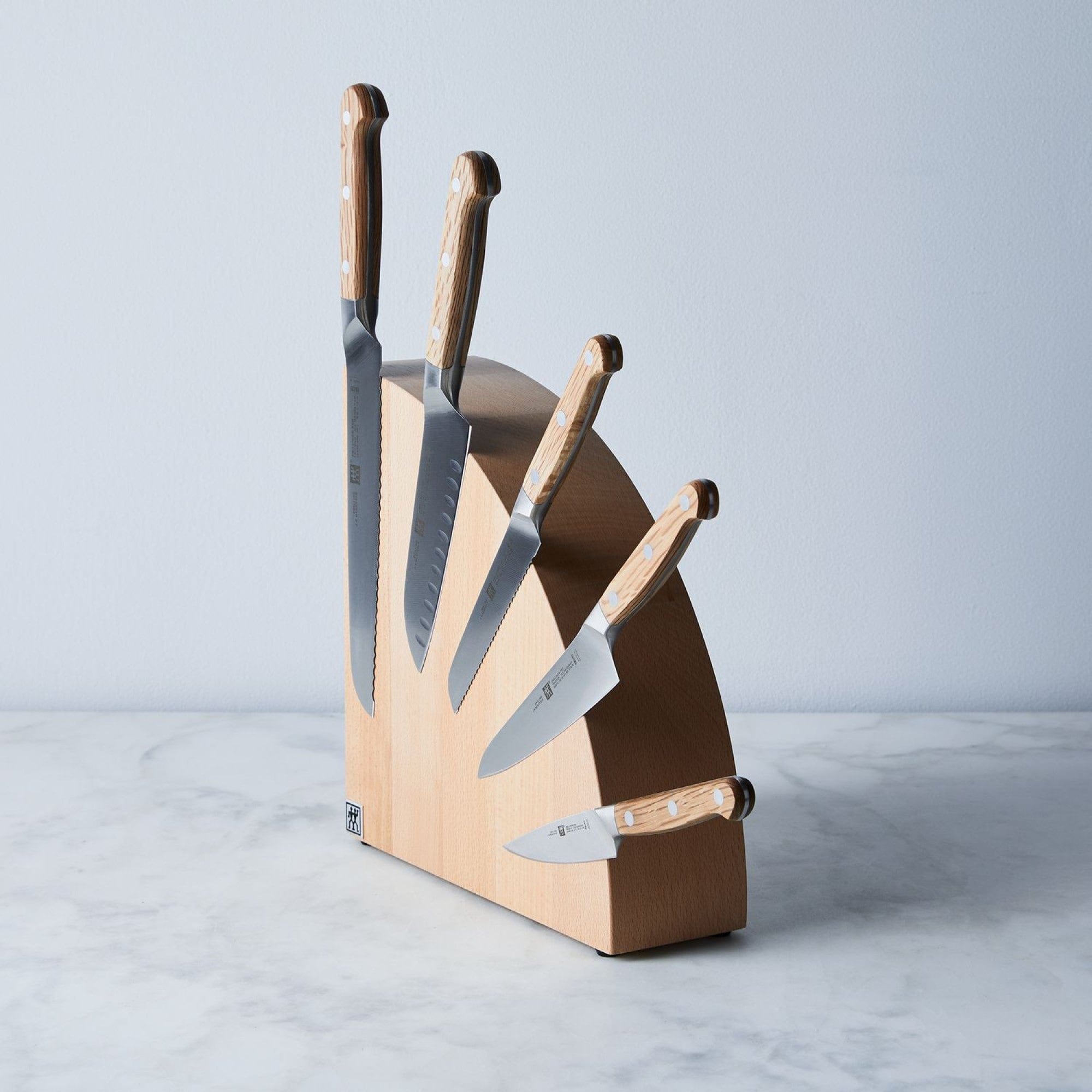 Zwilling Italian Round Magnetic Knife Block - White-Colored Beechwood