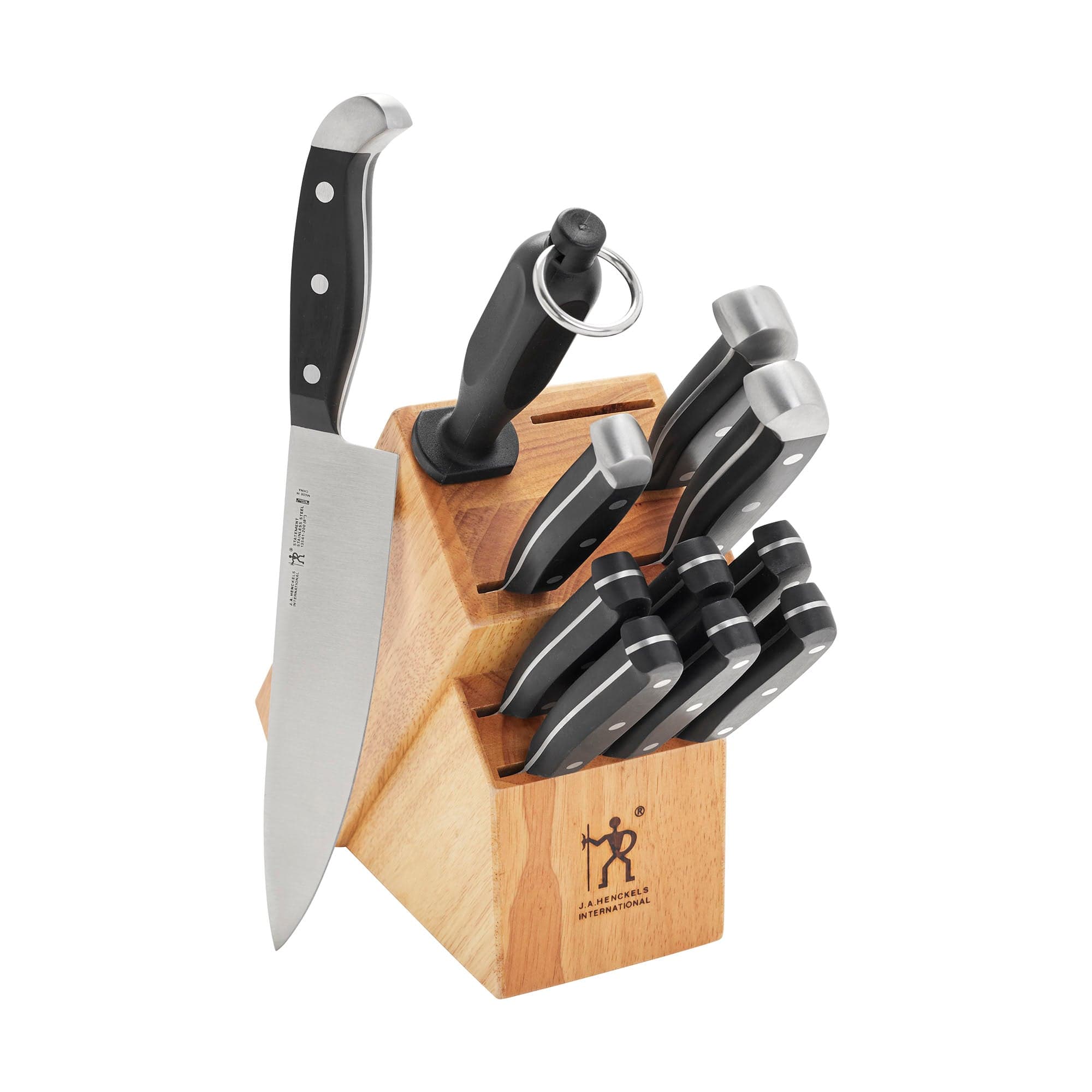 Henckels Statement 12-pc Kitchen Knife Set with Block, Chef's, Steak, Bread, Steak Knives, Knife Sharpener, Light Brown