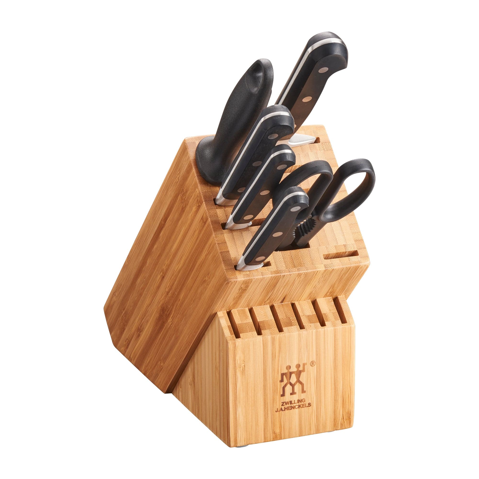 Zwilling Professional S Knife Set with Block, Chefs Knife, Serrated Utility Knife, 7 Piece, Bamboo