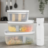 Zwilling Fresh & Save Plastic Lunch Box, Airtight Food Storage Container, Meal Prep Container, BPA-Free, Grey, Semitransparent - Small