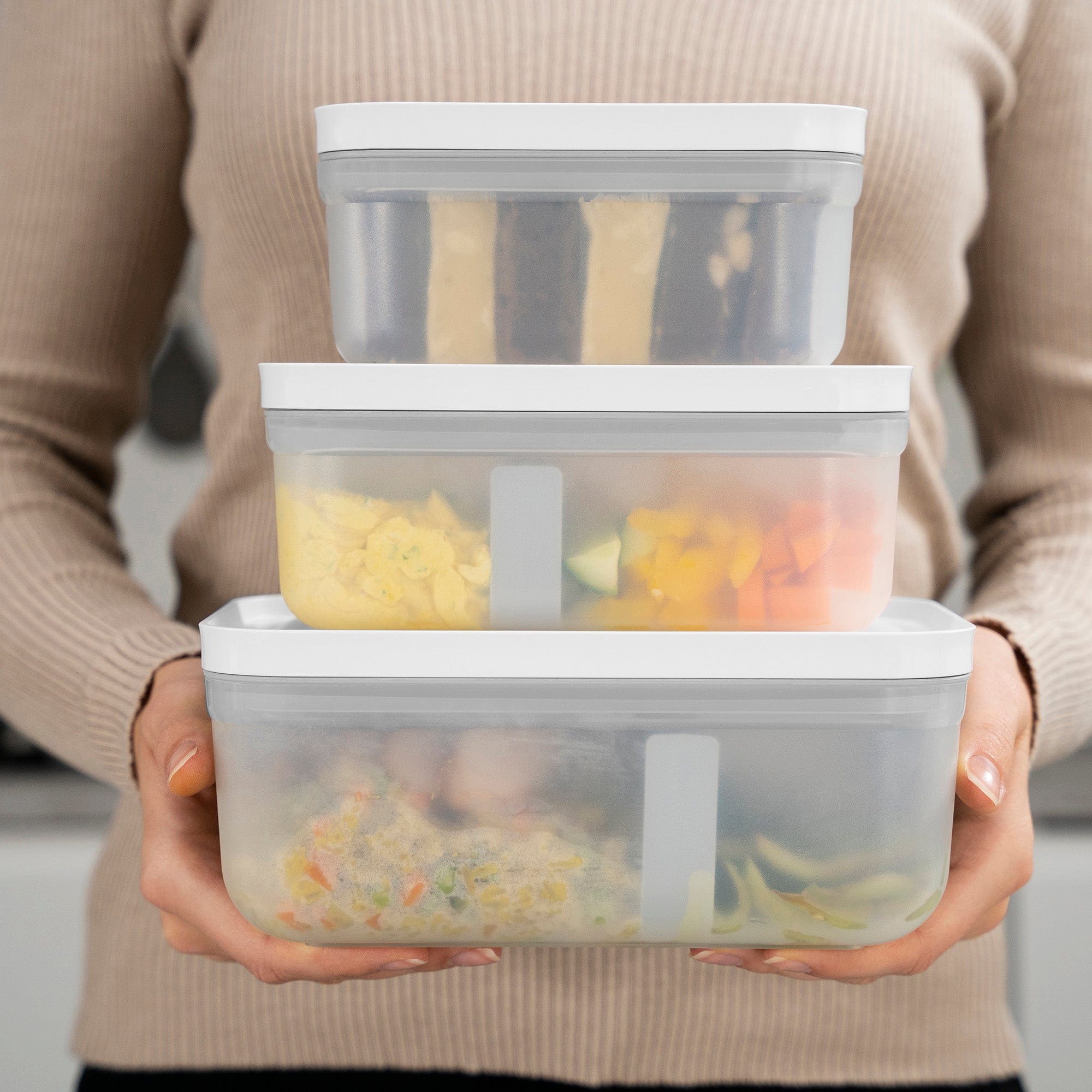 Zwilling Fresh & Save Plastic Lunch Box, Airtight Food Storage Container, Meal Prep Container, BPA-Free, Grey, Semitransparent - Medium