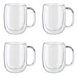 Zwilling Sorrento Plus 4-pc Double Wall Glass Coffee Mugs, Insulated Coffee Mug, Clear