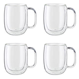 Zwilling Sorrento Plus 4-pc Double Wall Glass Coffee Mugs, Insulated Coffee Mug, Clear