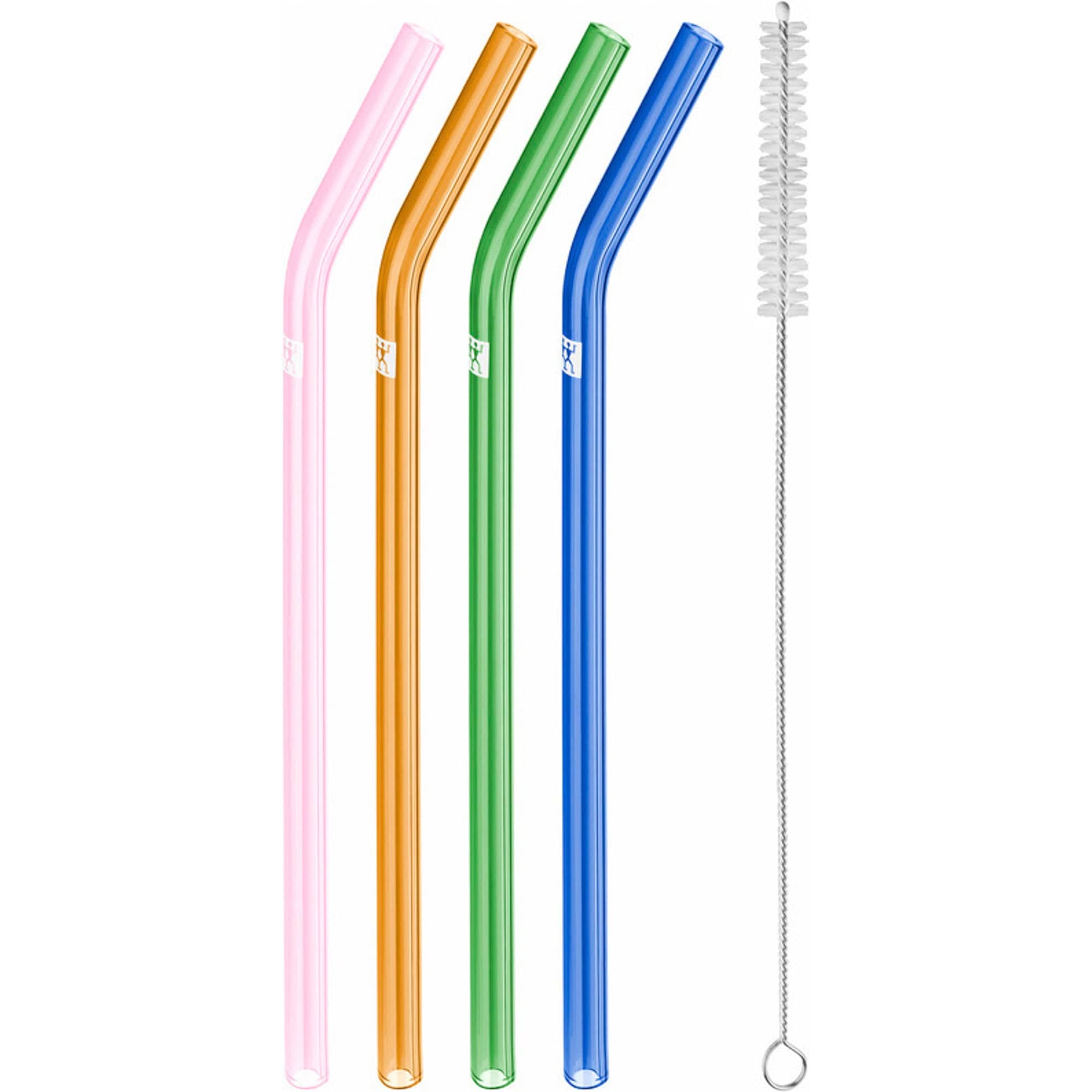 Zwilling Sorrento 5-pc Bent Glass Straw Set - Multi Color