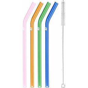 Zwilling Sorrento 5-pc Bent Glass Straw Set - Multi Color