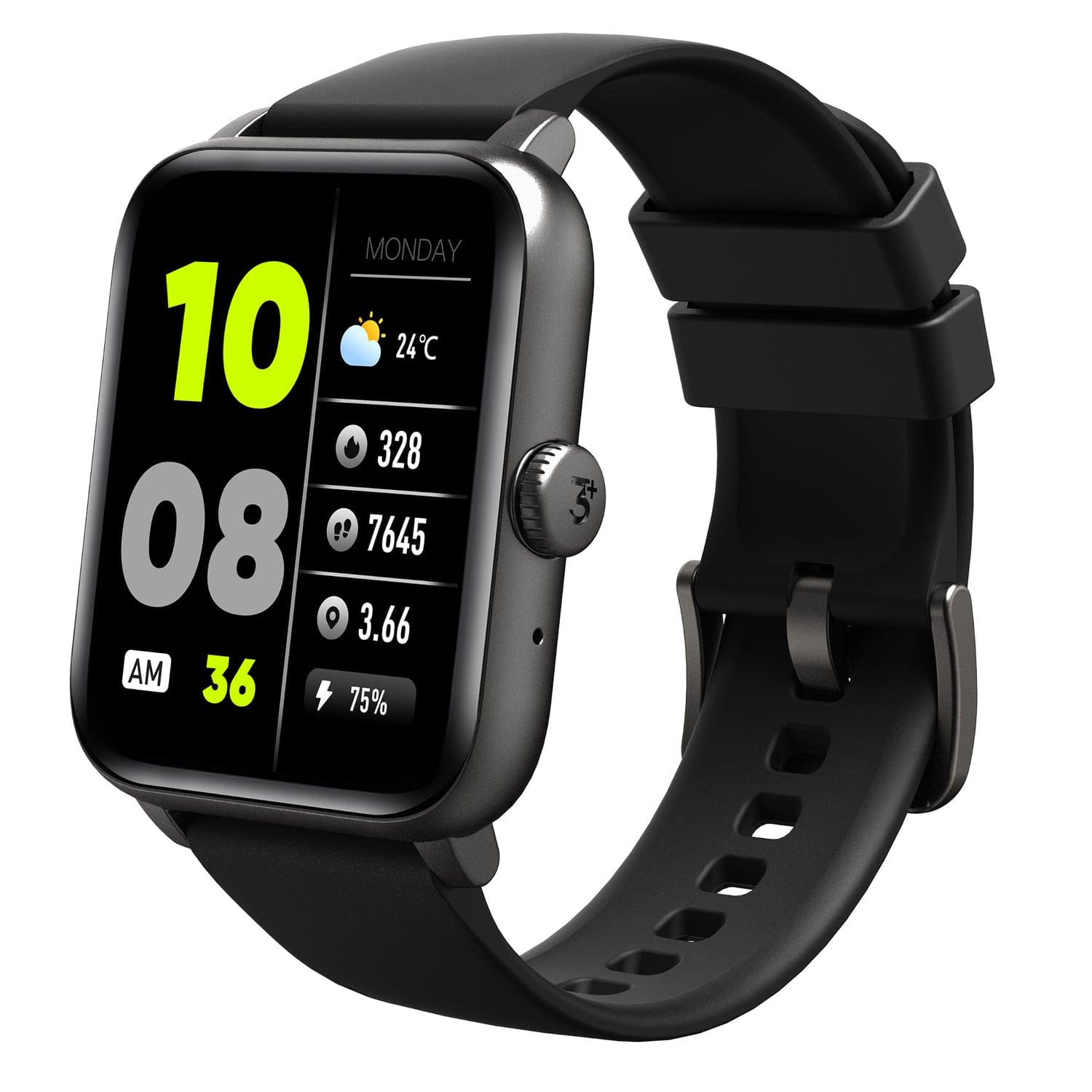 3Plus Vibe Fit Smartwatch with 1.83-In. Color Touch Screen, Bluetooth Calling, Heart Rate/Blood Oxygen/Sleep, 50+ Workouts, and IP68 Water-Resistant