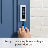 Ring Wired Doorbell Plus Smart Doorbell, 1080p HD, Color Night Vision, Dual-Band Wi-Fi, Satin Nickel - Certified Refurbished