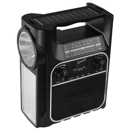 Supersonic 7-Watt Portable Rechargeable Bluetooth Speaker with AM/FM/SW Radio, Solar Panel, LED Light and Lantern, USB/microSD/Aux, SC-1175ER