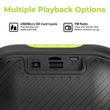 Supersonic 7-Watt-RMS VIBE!! DOCK Portable Bluetooth Rechargeable Speaker with Phone Holder, TWS, FM, USB/microSD Inputs, Strap, Green