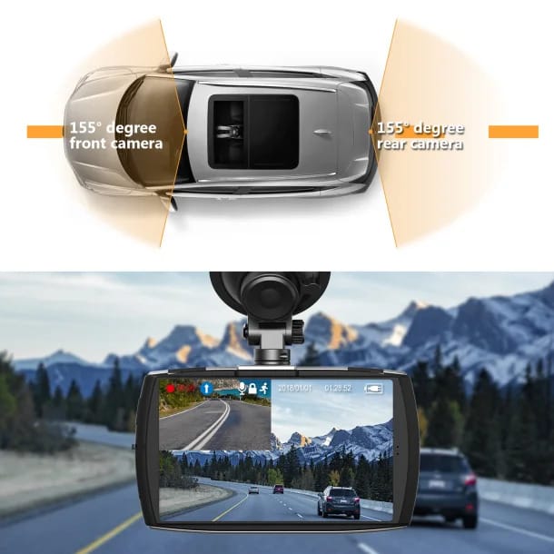 Z-Edge T4 Front and Rear 1080p Dash Camera with 4-In. Touch-Screen, Night Vision, and microSD Card