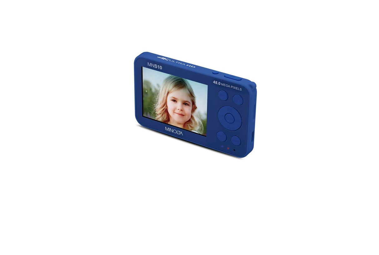 Minolta MNS10 Super Slim 48MP Digital Camera, 4K Ultra HD Video, AI Filters, Blue