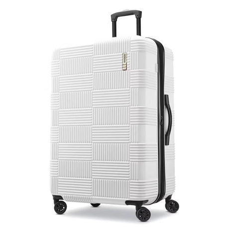 American Tourister NXT Hardside Large Checked Spinner Suitcase, White