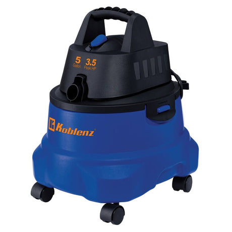 Koblenz WD 5 MA 5-Gallon Portable Wet/Dry Vacuum with Blower, Black and Blue