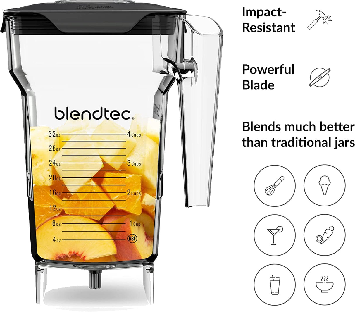 Blendtec FourSide Jar, 32 oz, Clear