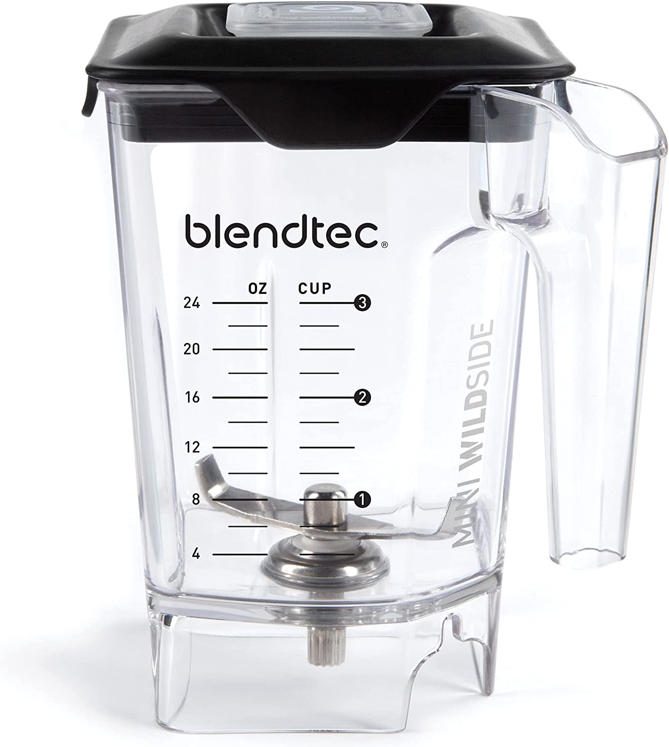 Blendtec 40-642-51 Mini WildSide 46oz volume 24oz Wet Dry Capacity Five Sided Personalized Blender Jar, Clear