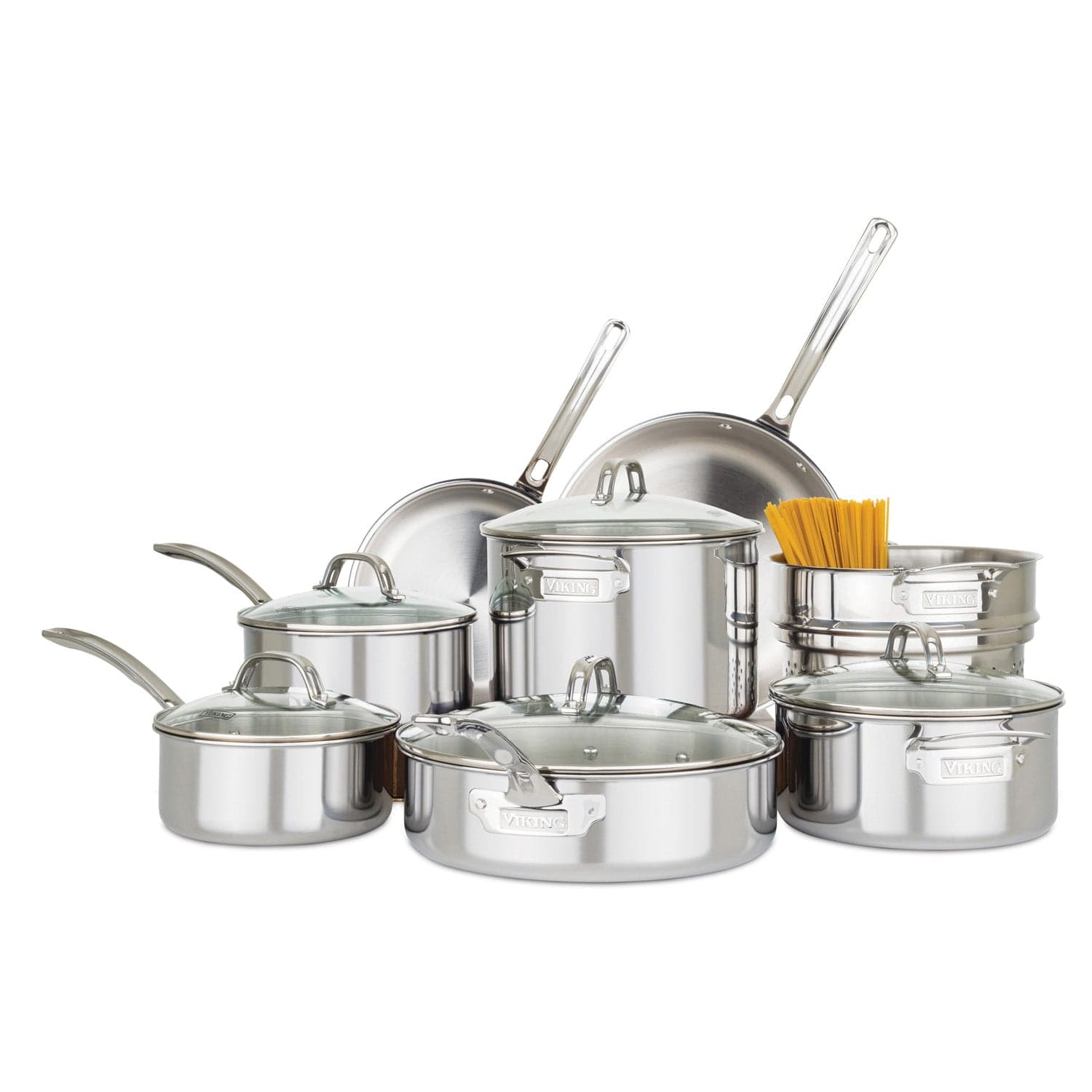 Viking 3-Ply 13-pc Stainless Steel Cookware Set with Glass Lids