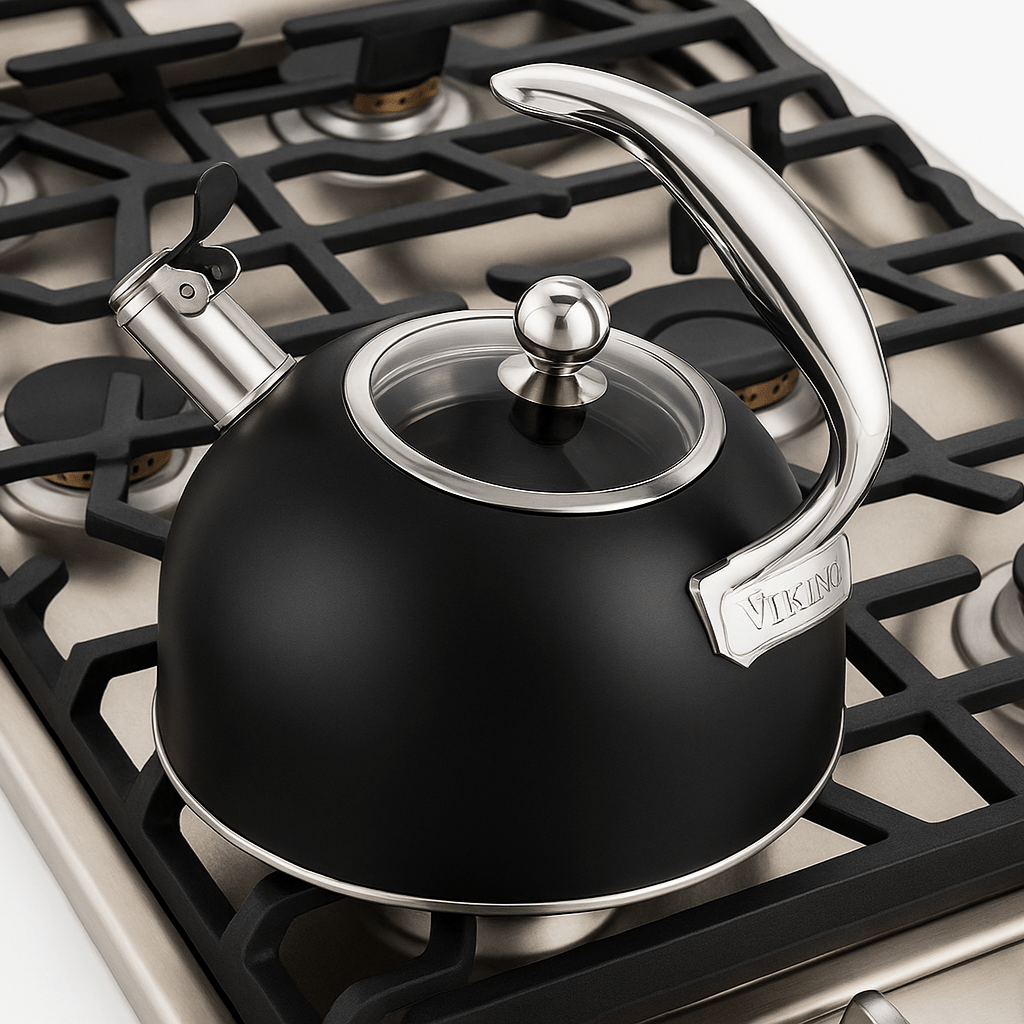 Viking 2.6-qt Stainless Steel Whistling Kettle with 3-Ply Base, Matte Black