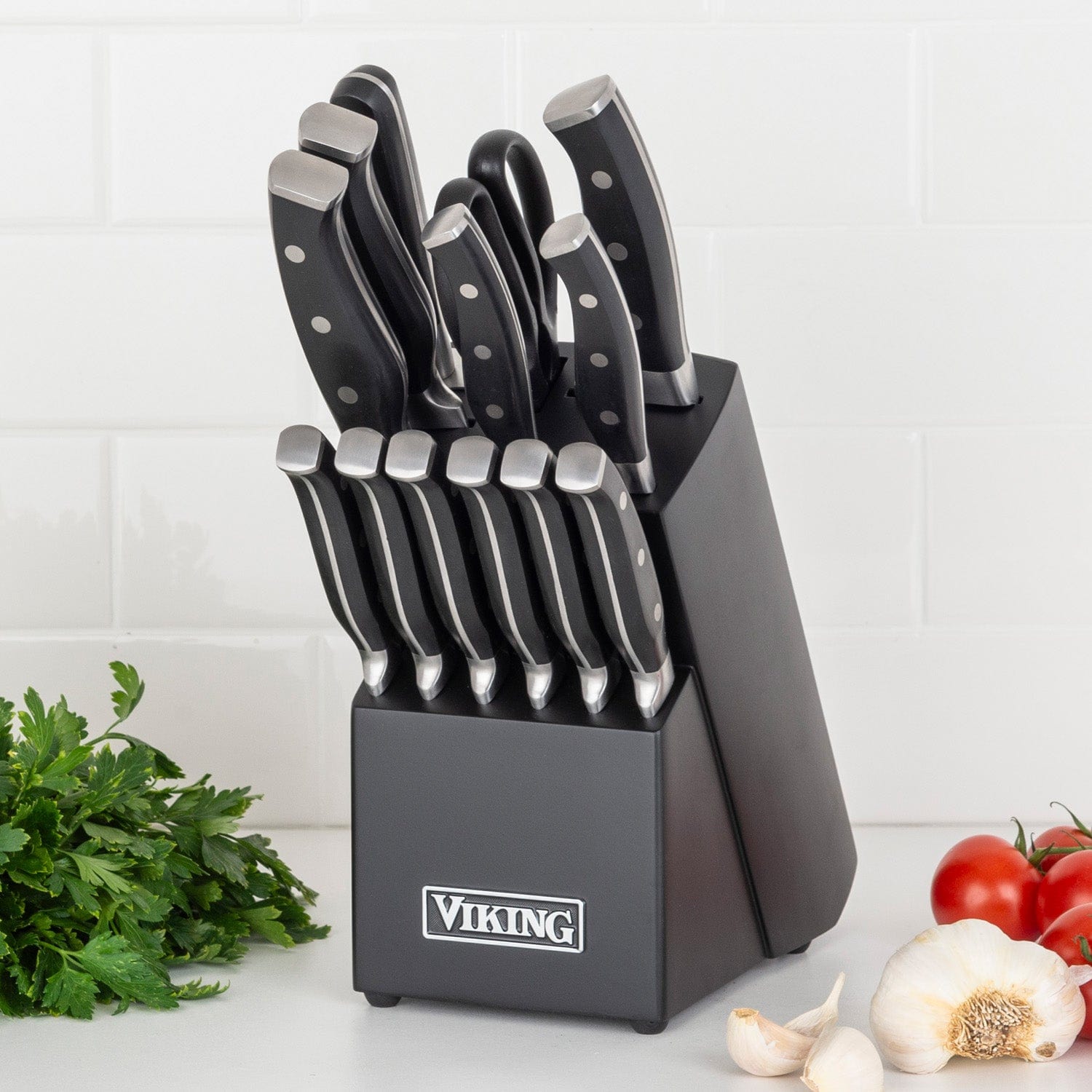 Viking 14-pc Stainless Steel Cutlery Block Set, Black Block