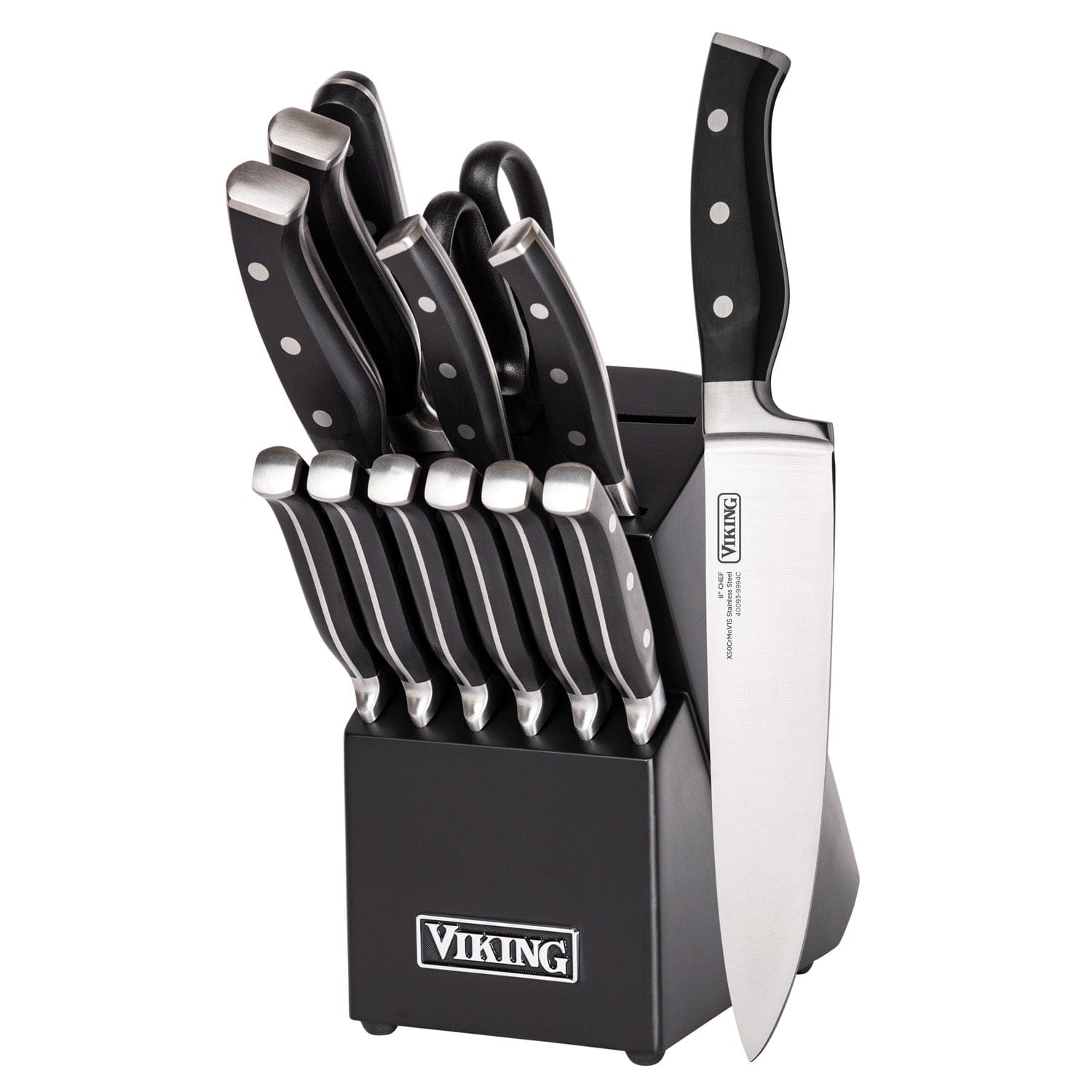 Viking 14-pc Stainless Steel Cutlery Block Set, Black Block