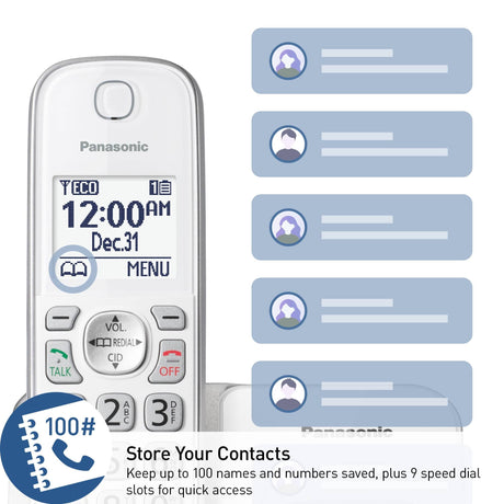 Panasonic Cordless Phone, Call Block & Answering Machine, 2 Handsets - Certified Refurbished