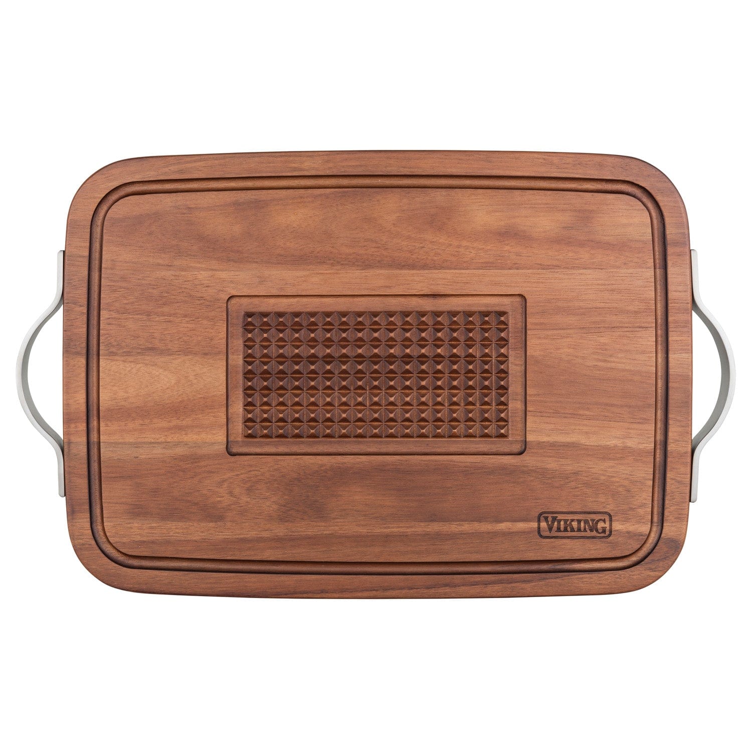 Viking Acacia Carving Board with Juice Well & Metal Handles, 23" x 14" x 1.0"