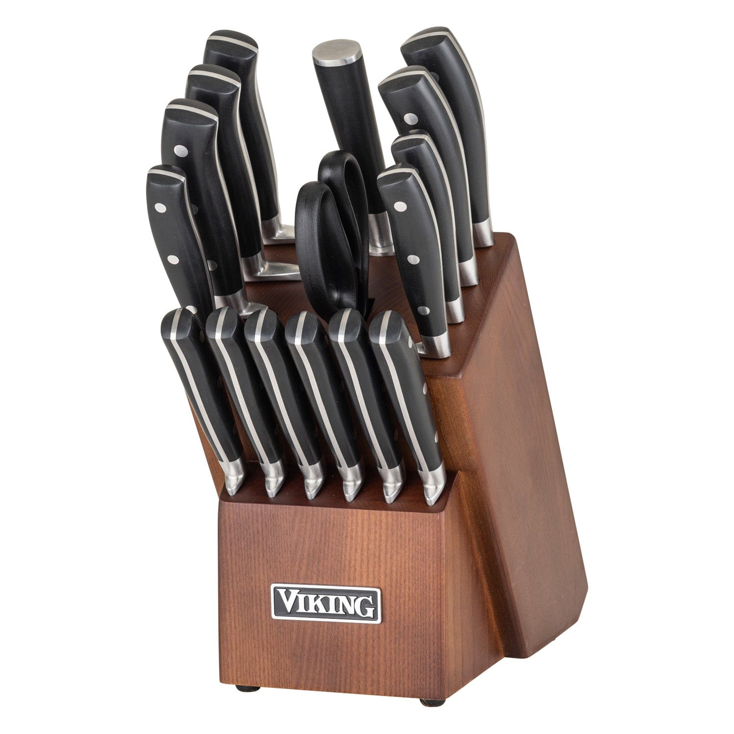 Viking 17-pc Stainless Steel Cutlery Set, Light Walnut Color Block