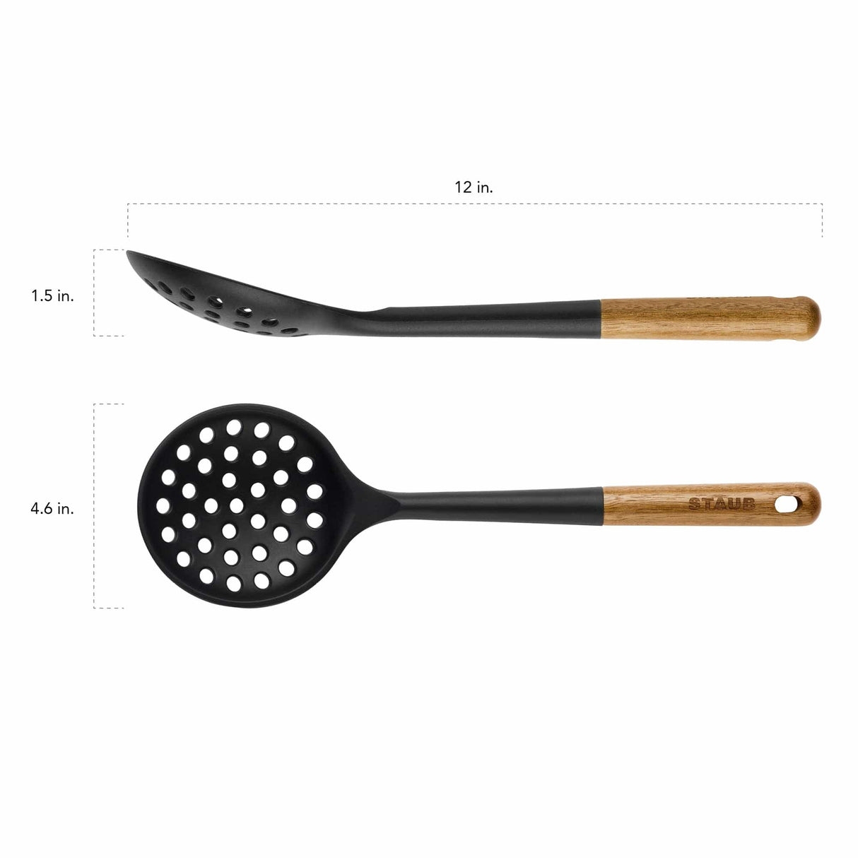 Staub Silicone Skimming Ladle, BPA-Free Cooking Utensil with Wood Handle