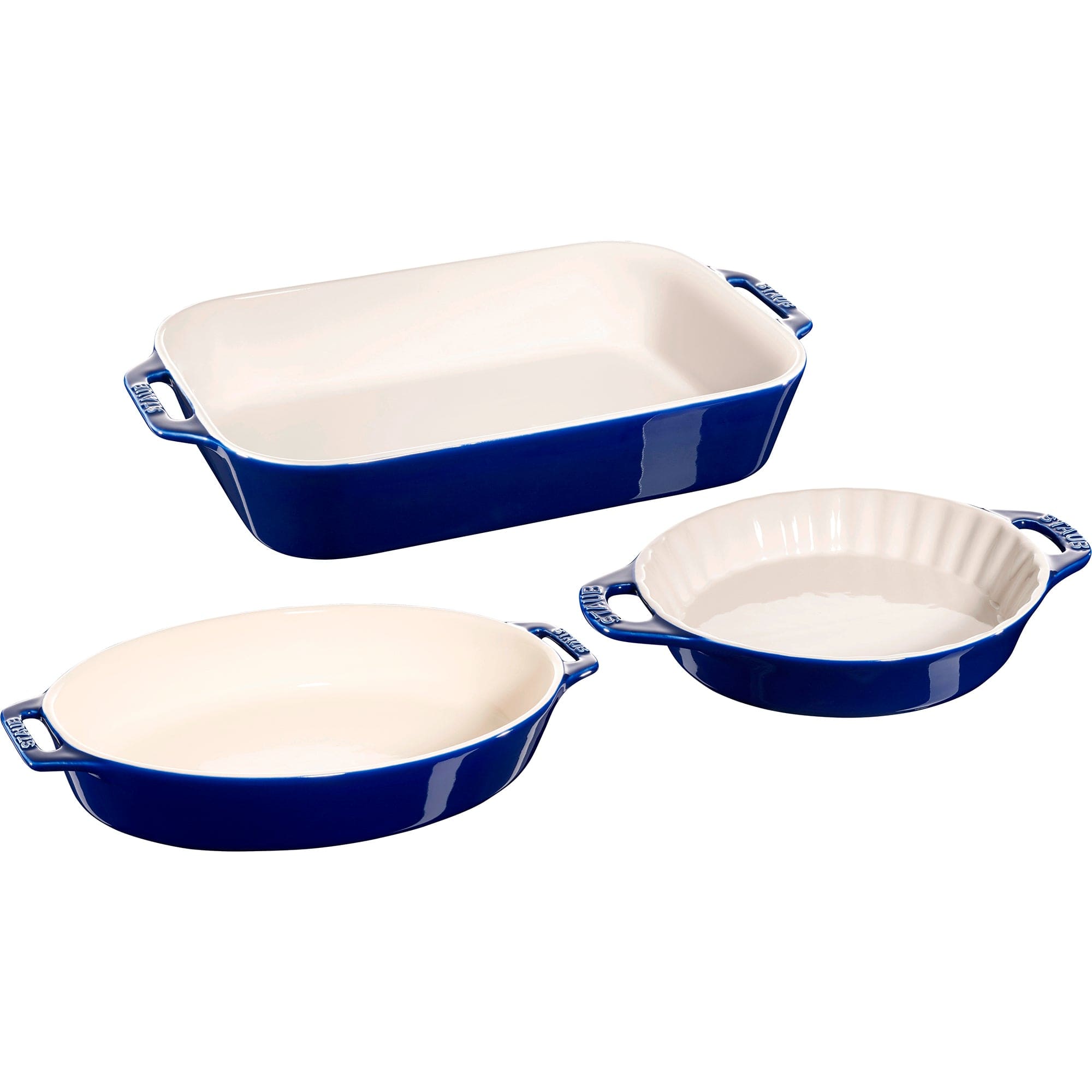 Staub Ceramic 3-pc Mixed Baking Dish Set - Dark Blue