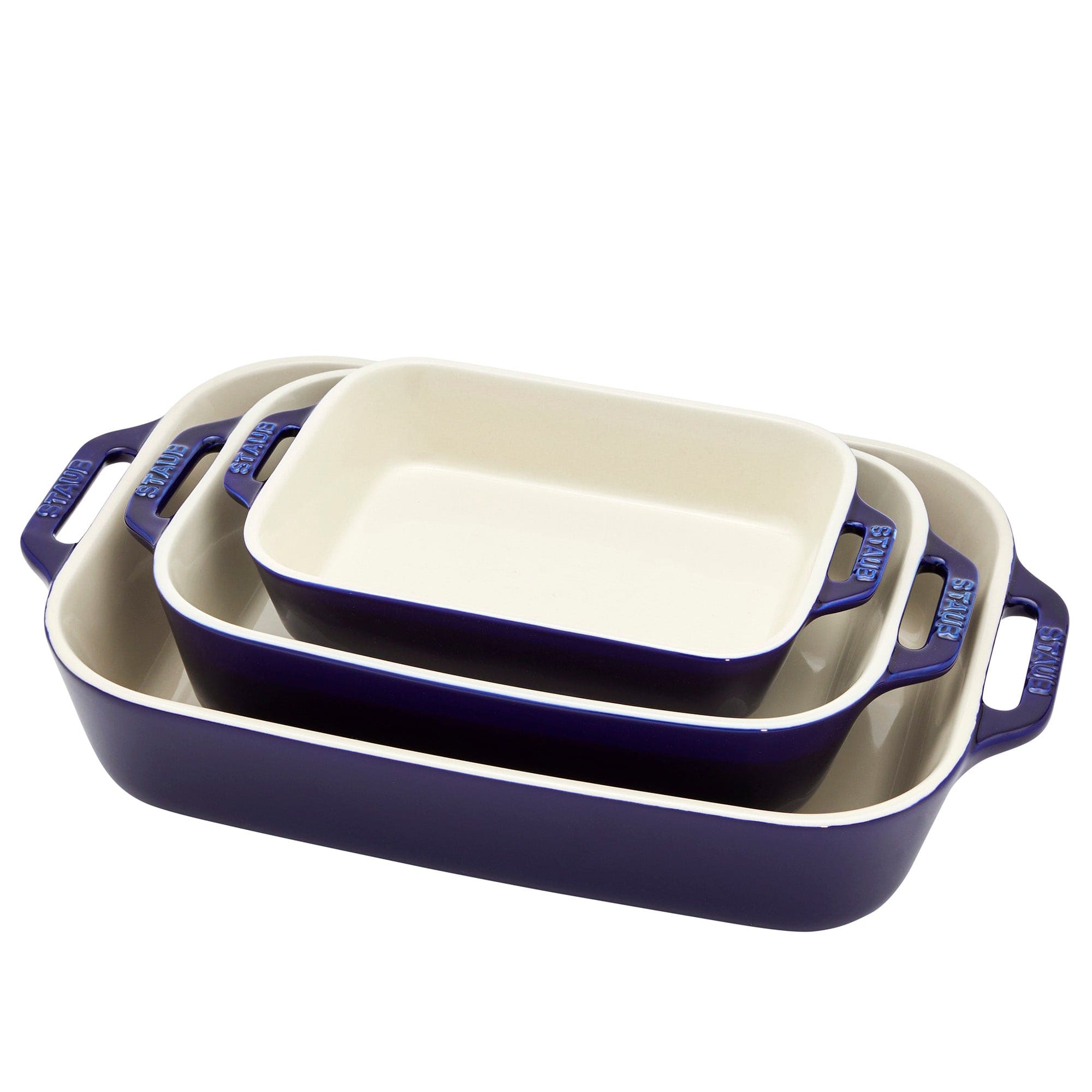 Staub Ceramic 3-pc Rectangular Baking Dish Set - Dark Blue