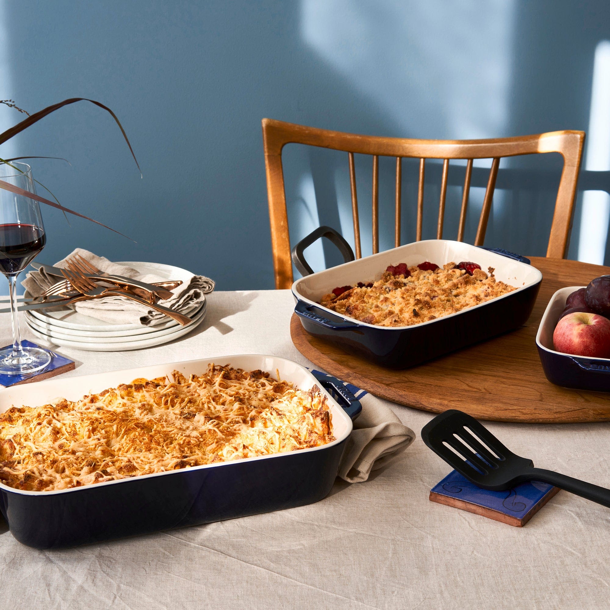 Staub Ceramic 3-pc Rectangular Baking Dish Set - Dark Blue