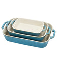 Staub Ceramic 3-pc Rectangular Baking Dish Set - Rustic Turquoise